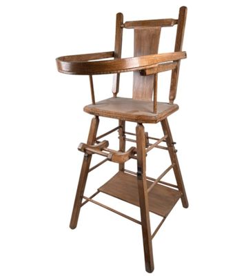 Chaise haute modulable de poupée en bois vernis. - Photo 1