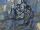 une image d'un tableau représentant une femme assise sur une chaise bleue