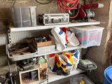 a shelf with many items on it in a room