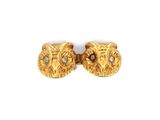 paire de boucles d'oreilles en forme de chouette, couleur or, avec des yeux en cristal transparent