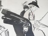 a drawing of a man holding a gun and another man holding a gun
