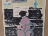 une image représentant un tableau où l'on voit une femme assise au piano