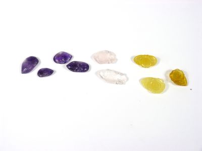 Lot de 10 pierres taillées en forme de fleur et de poisson