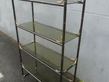 vintage brass and glass etape bookcase with four shelves