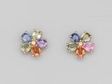 a pair of multicolored sapphire and diamond earrings