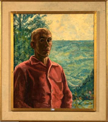 Huile sur toile "Portrait d'André Gide".