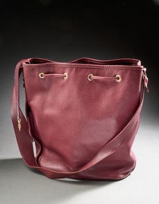 burgundy leather shoulder bag with gold hardware detail