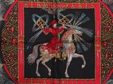 a picture of a painting of a man riding a horse