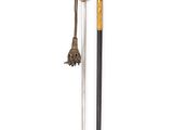 an image of a sword with a gold handle and a black handle