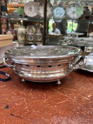 Chauffe plat en métal argenté