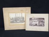 two old black and white photos of a group of people