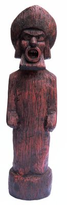 figurine en bois représentant un homme coiffé d'un chapeau