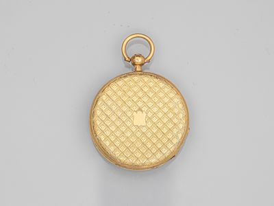 une montre de poche en or dont le cadran est orné d'un motif de diamants