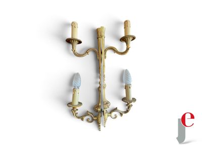 pair of antique brass wall sconces with candle holders