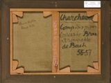 an old picture of a painting with writing on it in a wooden frame