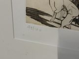 a drawing of a man sitting on a bench