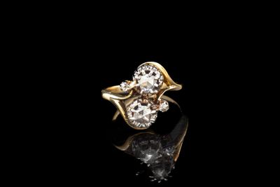 Bague duchesse en or jaune et blanc 750 millièmes (pour 5 gr… - Photo 1