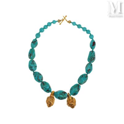 Collier Collier formé de pierres bleues imitant la turquoise…