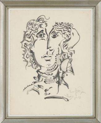 une image représentant le dessin du visage d'une femme dans un cadre