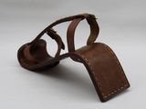 brown leather sandals with straps on a white background