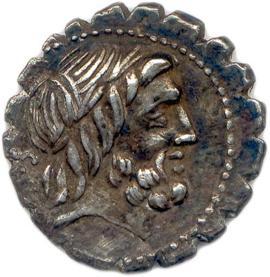 une vieille pièce d'argent sur laquelle est représenté le visage d'un homme