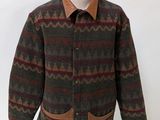 Veste vintage en laine Pendleton avec bordures en cuir