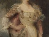 une image d'un tableau représentant une femme en robe blanche