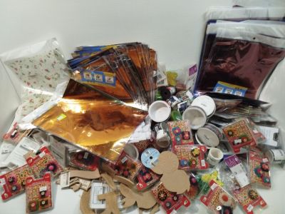 a pile of assorted items sitting on a table