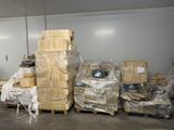 many boxes and pallets of wood in a warehouse