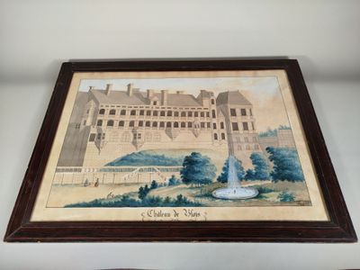 Vue du château de Blois, aquarelle et rehauts de gouache sur…