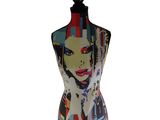a mannequin with a picture of a woman on it
