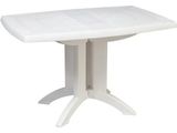 the table is white and has a square top