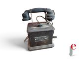 an old fashioned telephone sitting on a white surface