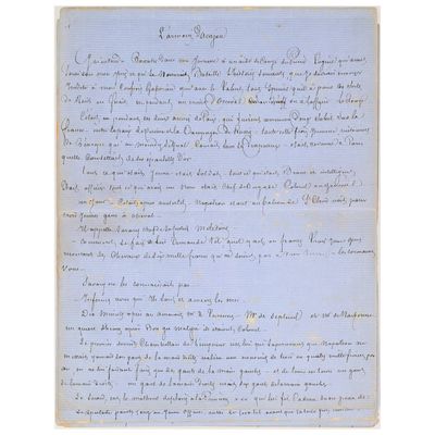 une lettre manuscrite, rédigée à l'encre bleue sur une feuille de papier