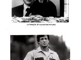 two black and white photos of a man holding a gun and another man holding a gun