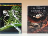 deux livres posés sur une table, l'un sur fond blanc et l'autre sur fond jaune
