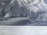 an old picture of a man sitting on a bed reading a book