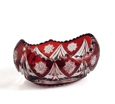 an image of a red glass bowl sitting on top of a white surface