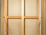 a picture of a window that has a curtain on it