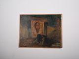 a painting hanging on the wall of a room