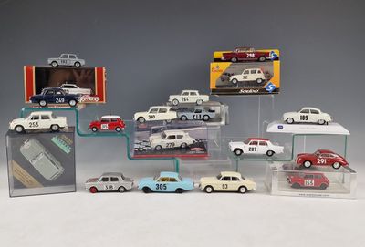 a lot of toy cars that are in a display case