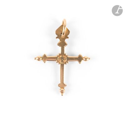 a close up of a cross on a white background