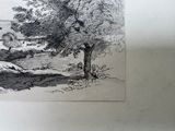 a picture of a drawing of a tree in a field