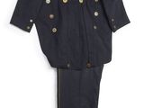 an image of a black suit with gold buttons on it