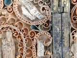 a close up of a decorative piece of art on a wall