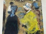 une image d'un tableau représentant un groupe de personnes sur une plage