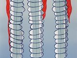 un dessin représentant une paire de chaussures rouges sur un skateboard