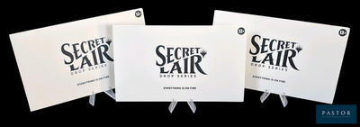 trois panneaux blancs portant l'inscription « secret hair » sur fond noir