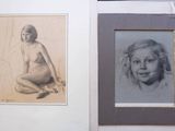 two pictures of a woman sitting on the floor next to a picture of a child