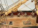 a model of a ship on display on a table